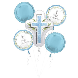 Bouquet My First Communion Blue Pack of 5 Balloon