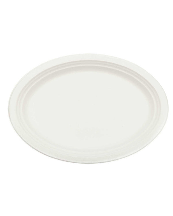 Eco Sugar Cane White Oval Platters Pack of 24