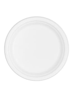 Eco White 25cm Round Sugarcane Plates Pack of 25