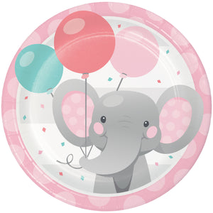 Enchanting Elephant Girl Lunch Plates Paper 18cm Pack of 8