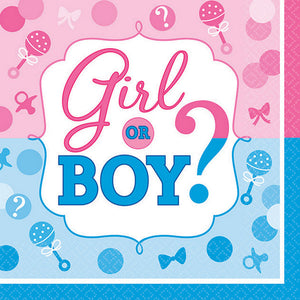 Girl or Boy? Beverage Napkins Gender Reveal Pack of 16