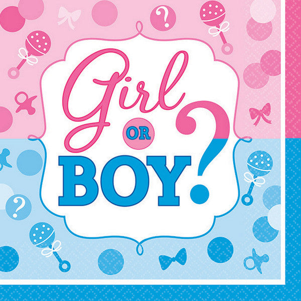 Girl or Boy? Beverage Napkins Gender Reveal Pack of 16