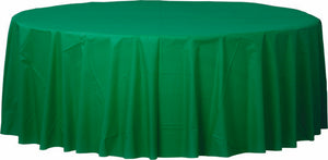 Christmas Festive Green Round Plastic Tablecover