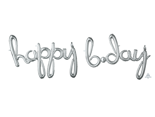 Happy Bday Silver Phrase Foil Balloon