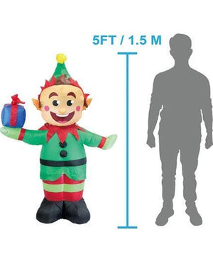 Elf with Present Christmas Lawn Inflatable 1.5m