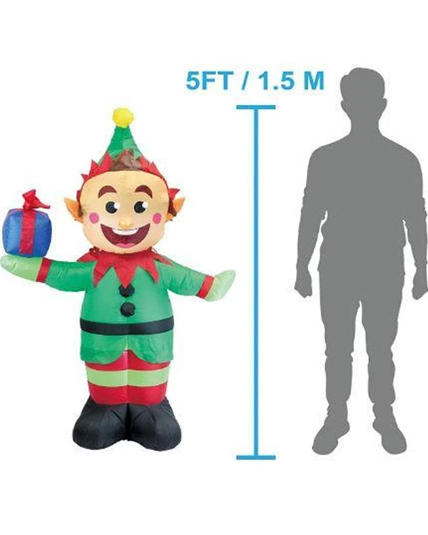 Elf with Present Lawn Inflatable 1.5m