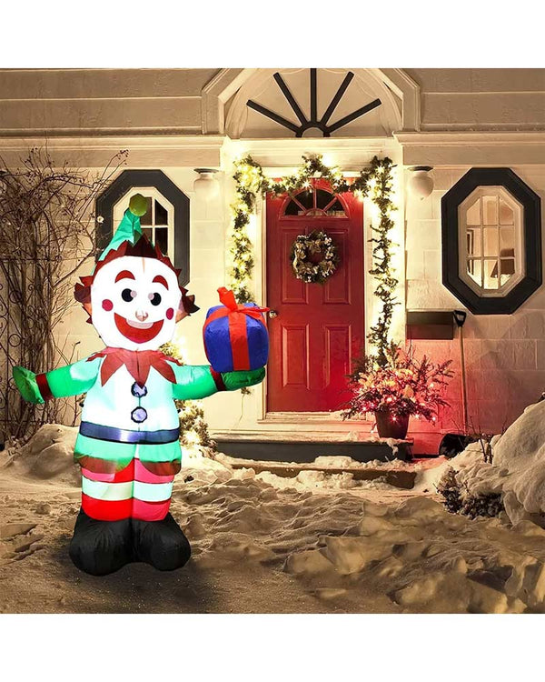 Elf with Present Christmas Lawn Inflatable 1.5m
