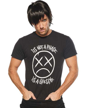 Emo Short Black Wig and Shirt Set