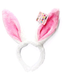 Plush White Bunny Ears Headband