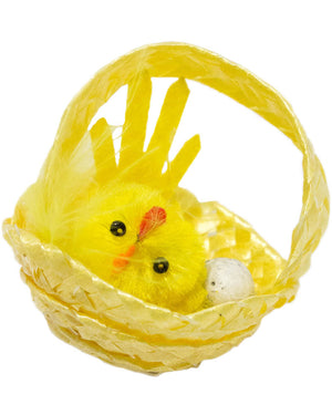 Mini Yellow Chick and Egg in Easter Basket