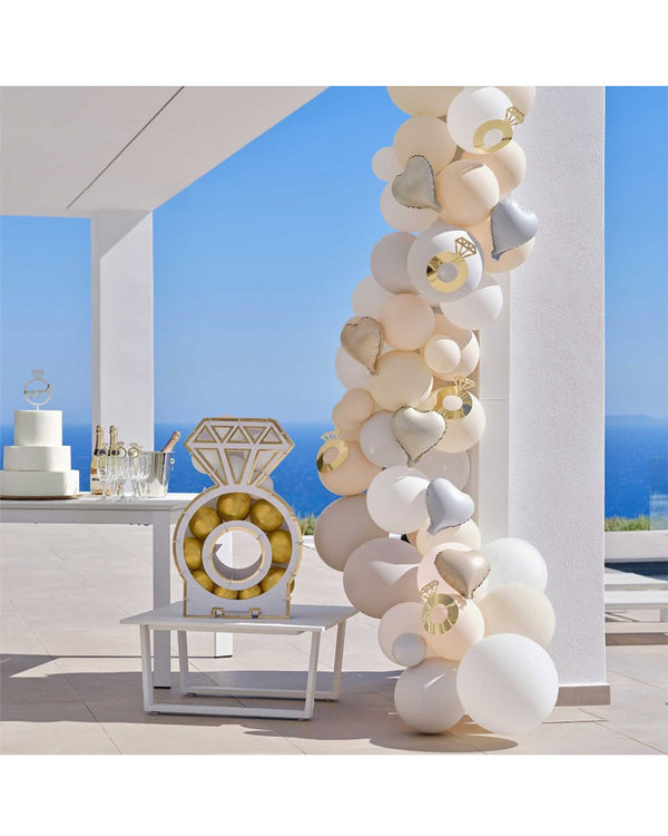 Engagement Cream Grey & Confetti Engagement Party Balloon Arch