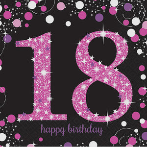 Pink Celebration 18th Lunch Napkins Pack of 16
