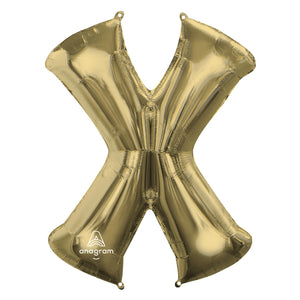 SuperShape Letter X White Gold Balloon