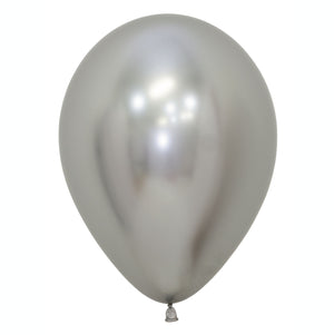 Sempertex 30cm Metallic Reflex Silver Latex Balloons 981, 50PK Pack of 50