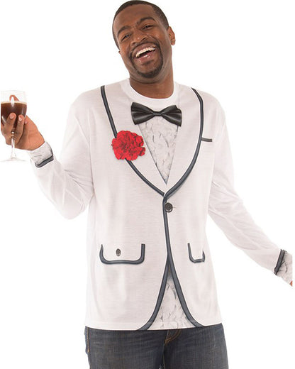 White Tuxedo Faux Real Mens T Shirt