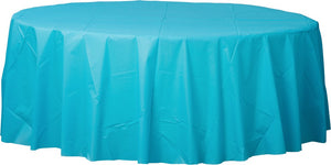 Caribbean Blue Round Plastic Tablecover