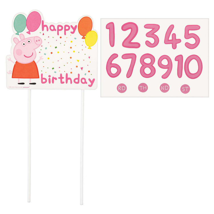 Peppa Pig Confetti Party Customizable Cake Topper Pick Pack of 2