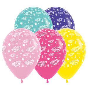 Sempertex 30cm Birthday Girl Fashion Assorted Latex Balloons, 25PK Pack of 25