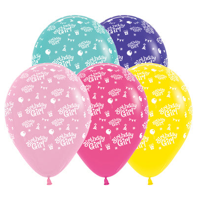 Sempertex 30cm Birthday Girl Fashion Assorted Latex Balloons 25PK Pack of 25