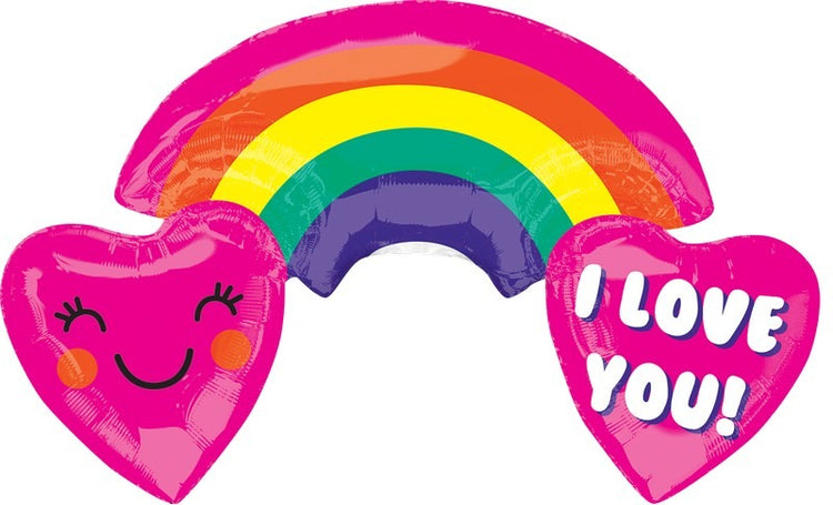 SuperShape ColorBlast XL Rainbow with Hearts I Love You Balloon