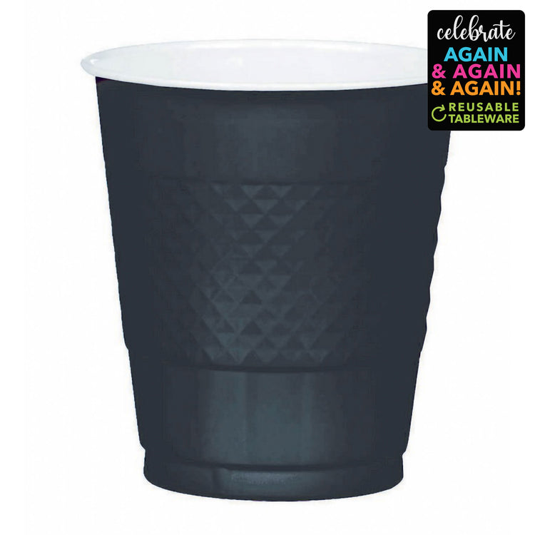 Black 355ml Plastic Cups Pack of 20