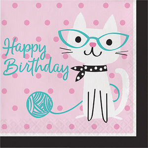 Purrfect Party Lunch Napkins Happy Birthday Pack of 16