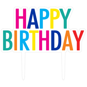 Cake Topper Pick Happy Birthday Rainbow Acrylic