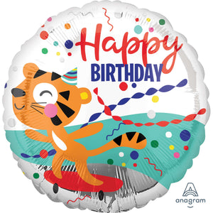 45cm Standard HX Happy Birthday Tiger Birthday Balloon