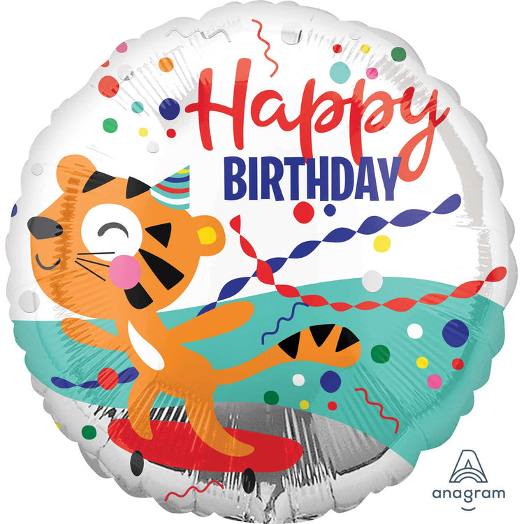 45cm Standard HX Happy Birthday Tiger Birthday Balloon
