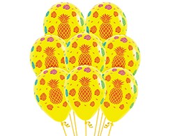 Sempertex 30cm Tropical Design on Fashion Yellow Latex Balloons 12PK Pack of 12