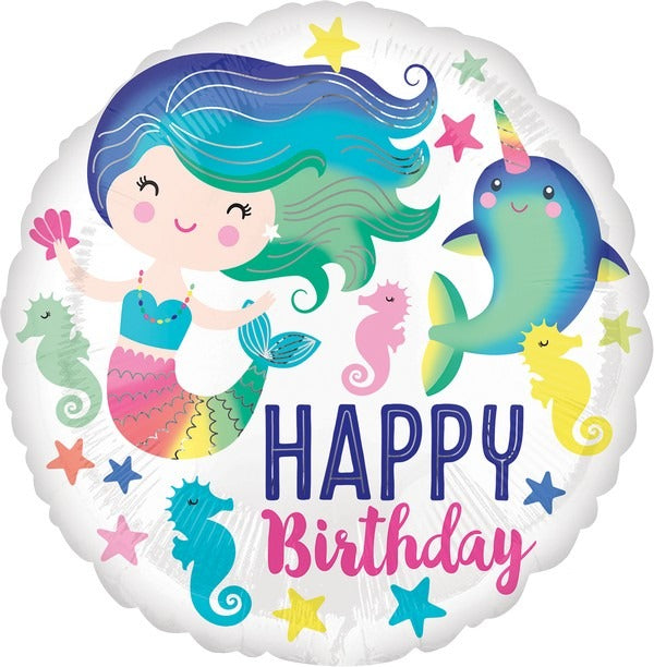 45cm Standard HX Colourful Ocean Fun Happy Birthday Balloon