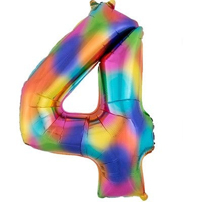 SuperShape Rainbow Splash Numeral 4 Balloon