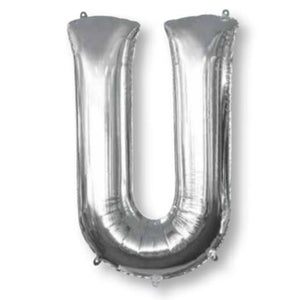 Silver 86cm Letter U Supershape Foil Balloon