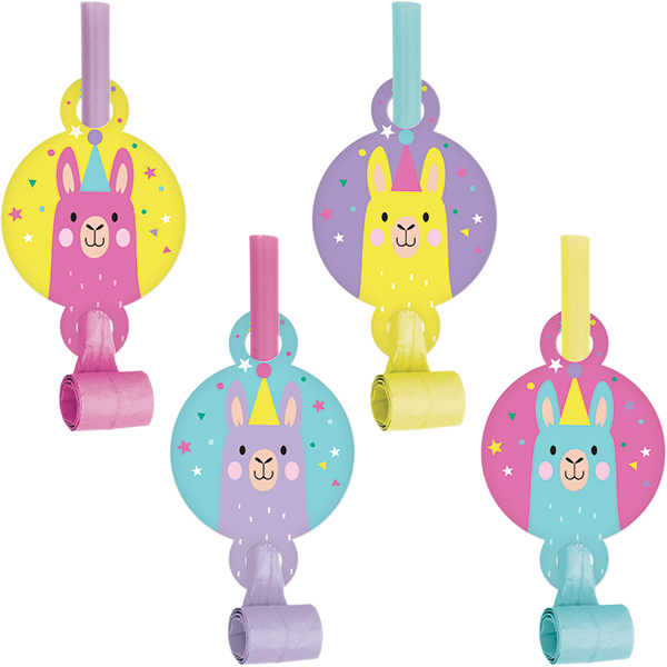 Llama Party Blowouts with Medallions Pack of 8