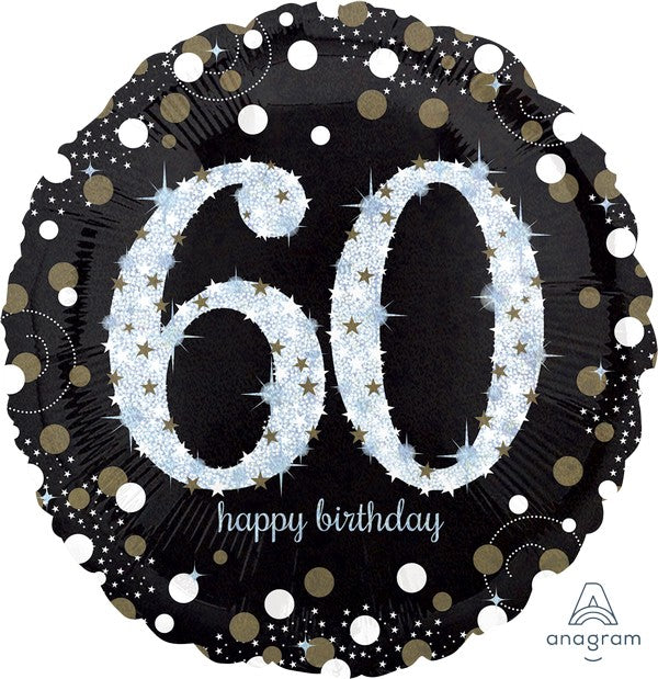 Jumbo Shape Holographic Sparkling Birthday 60 Balloon