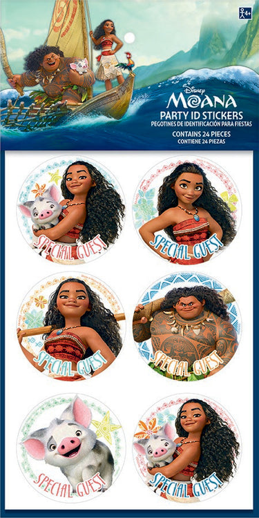 Moana Party ID Stickers Pack of 24