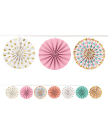 Fan Hanging Decorations Pastel Foil and Gold