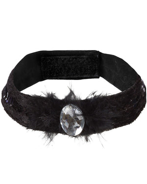 Fancy Black Cat Feather Choker