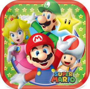 Super Mario Brothers 18cm Square Plates Pack of 8