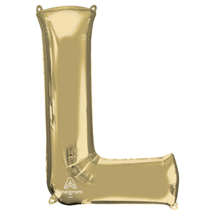 SuperShape Letter L White Gold Balloon