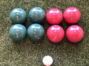 Deluxe 8 Resin Bowls Bocce Game Set Red & Green