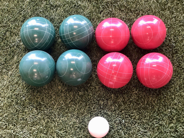 Deluxe 8 Resin Bowls Bocce Game Set Red & Green