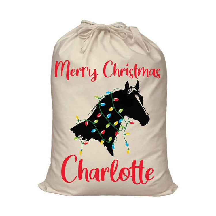Horse Head with Colourful Lights Personalised Santa Sack