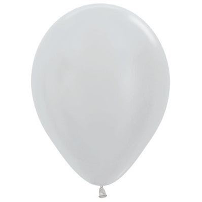 Sempertex 30cm Satin Pearl Silver Latex Balloons 481, 25PK Pack of 25
