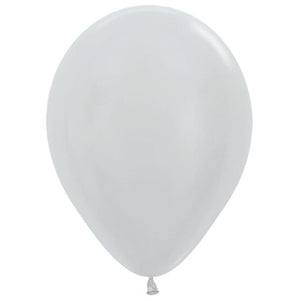 Sempertex 30cm Satin Pearl Silver Latex Balloons 481, 100PK Pack of 100