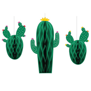 Fiesta Cactus Hanging Honeycomb Decorations Pack of 3