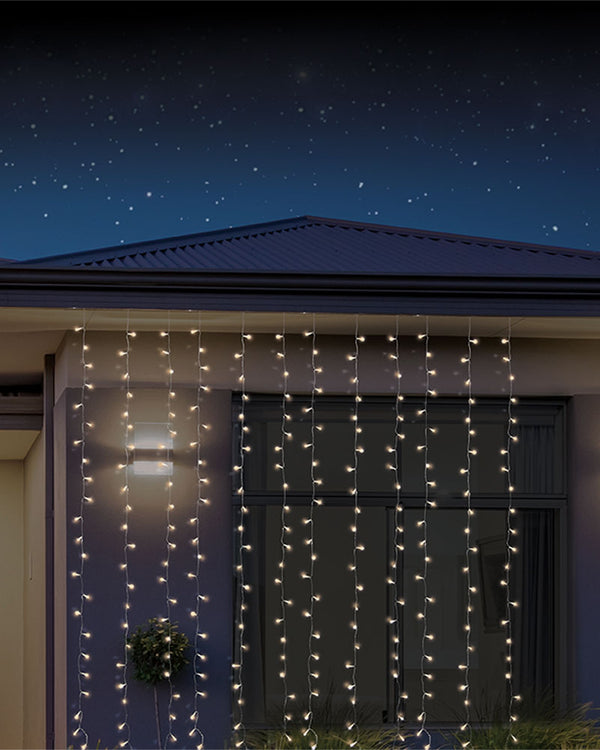 Flashing Warm LED Curtain Christmas Lights 1.8m