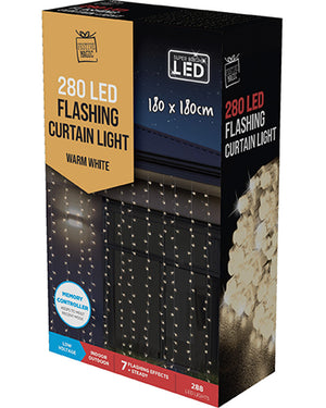 Flashing Warm LED Curtain Christmas Lights 1.8m