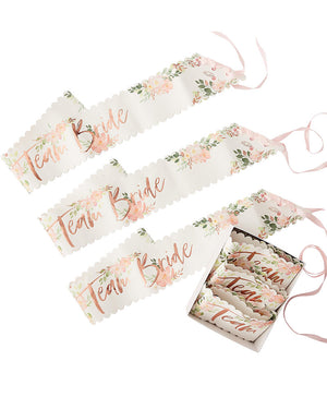 Floral Hen Party Team Bride Sashes Pack of 6