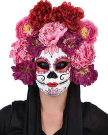 Floral Pink Day of the Dead Deluxe Mask